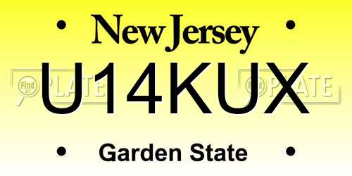 U14KUX New Jersey License Plate