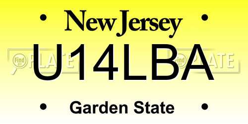 U14LBA New Jersey License Plate