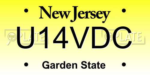 U14VDC New Jersey License Plate