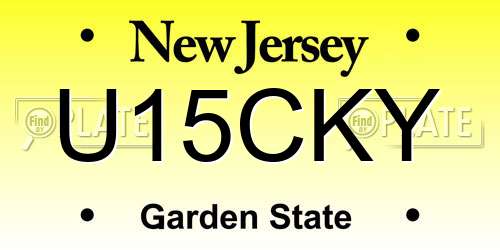 U15CKY New Jersey License Plate