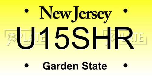 U15SHR New Jersey License Plate