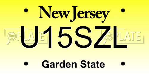 U15SZL New Jersey License Plate