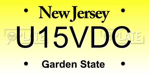 U15VDC New Jersey License Plate