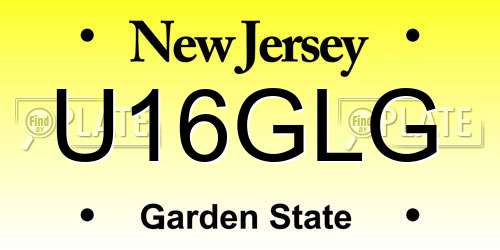 U16GLG New Jersey License Plate