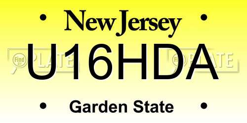 U16HDA New Jersey License Plate
