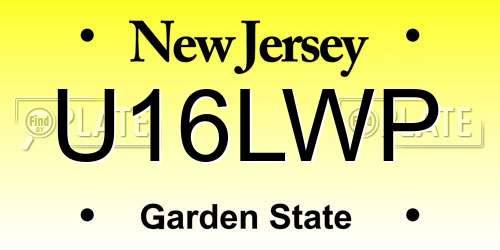 U16LWP New Jersey License Plate