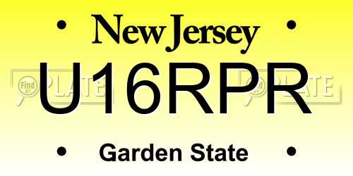 U16RPR New Jersey License Plate