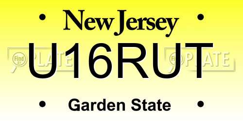 U16RUT New Jersey License Plate