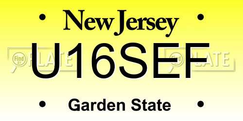 U16SEF New Jersey License Plate