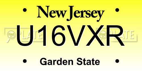 U16VXR New Jersey License Plate