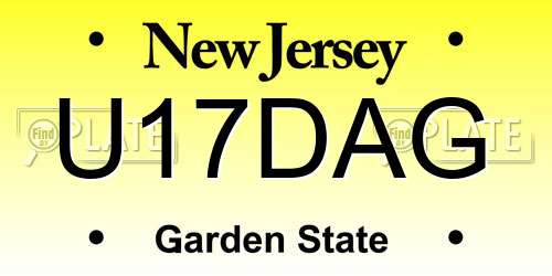 U17DAG New Jersey License Plate