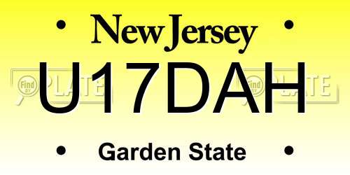 U17DAH New Jersey License Plate