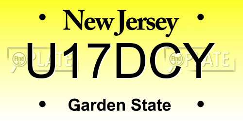 U17DCY New Jersey License Plate