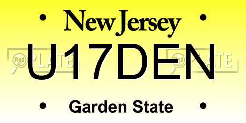 U17DEN New Jersey License Plate
