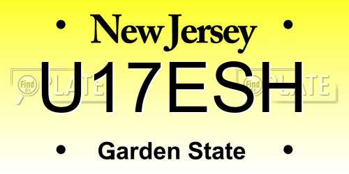 U17ESH New Jersey License Plate