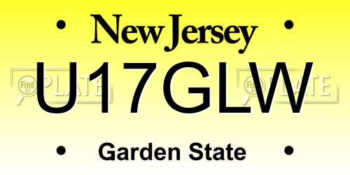 U17GLW New Jersey License Plate