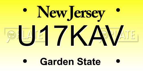U17KAV New Jersey License Plate