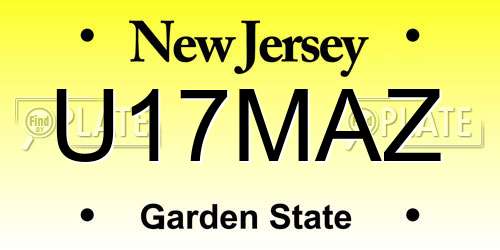 U17MAZ New Jersey License Plate