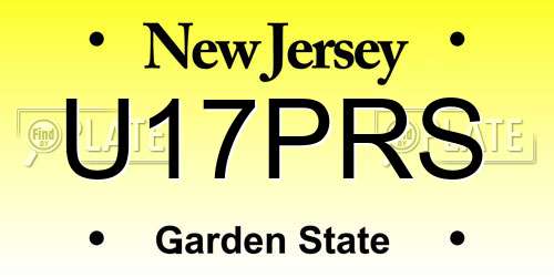 U17PRS New Jersey License Plate
