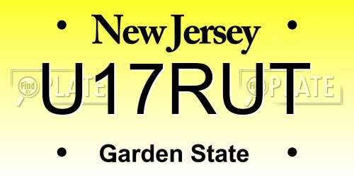 U17RUT New Jersey License Plate