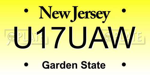 U17UAW New Jersey License Plate