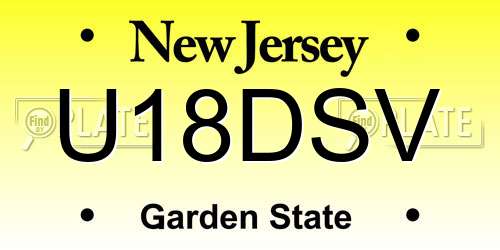 U18DSV New Jersey License Plate