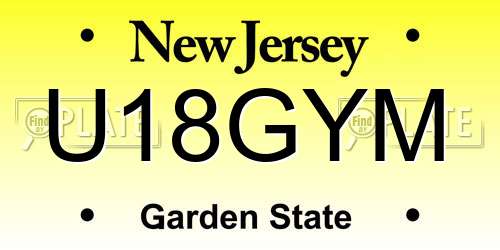 U18GYM New Jersey License Plate
