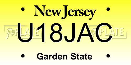 U18JAC New Jersey License Plate