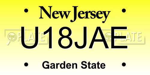 U18JAE New Jersey License Plate