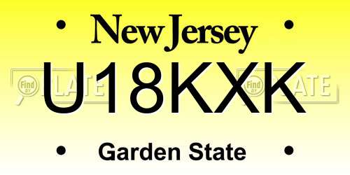 U18KXK New Jersey License Plate