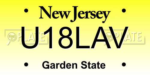 U18LAV New Jersey License Plate