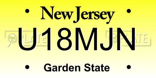 U18MJN New Jersey License Plate