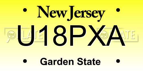 U18PXA New Jersey License Plate
