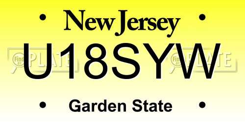 U18SYW New Jersey License Plate