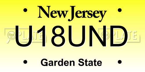 U18UND New Jersey License Plate