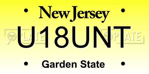 U18UNT New Jersey License Plate