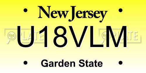 U18VLM New Jersey License Plate