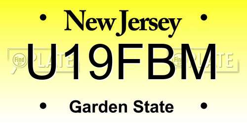 U19FBM New Jersey License Plate