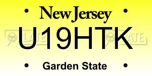 U19HTK New Jersey License Plate