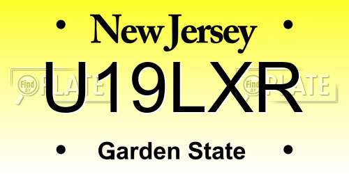 U19LXR New Jersey License Plate