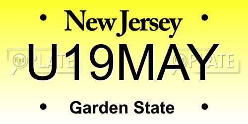 U19MAY New Jersey License Plate