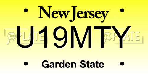 U19MTY New Jersey License Plate