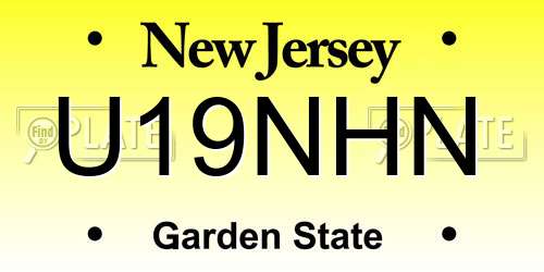 U19NHN New Jersey License Plate