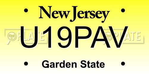 U19PAV New Jersey License Plate