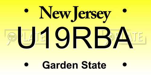 U19RBA New Jersey License Plate