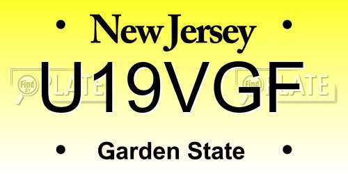 U19VGF New Jersey License Plate