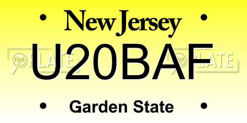 U20BAF New Jersey License Plate