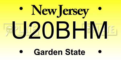 U20BHM New Jersey License Plate