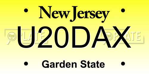 U20DAX New Jersey License Plate