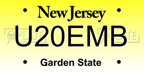 U20EMB New Jersey License Plate